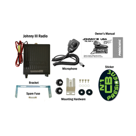President Johnny III 12/24 Volt 40 Channel CB Radio