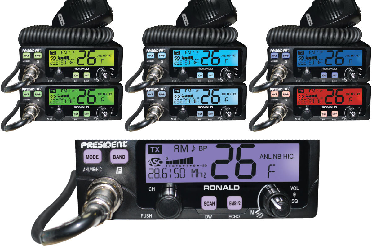 President Ronald Compact 50 Watt 10 Meter Radio with large Color Changing Display and SWR Meter
