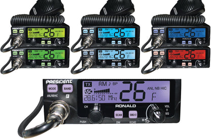 President Ronald Compact 50 Watt 10 Meter Radio with large Color Changing Display and SWR Meter