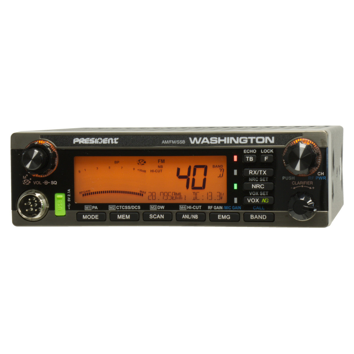 President Washington 10 Meter Radio with AM / FM / SSB Modes and CTCSS / DCS Tones and Codes