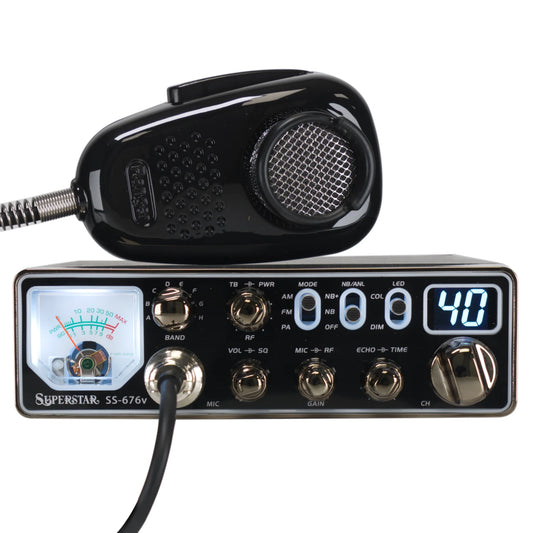 SuperStar SS-676V Slim 80 Watt 10 Meter Radio with AM / FM / PA Modes